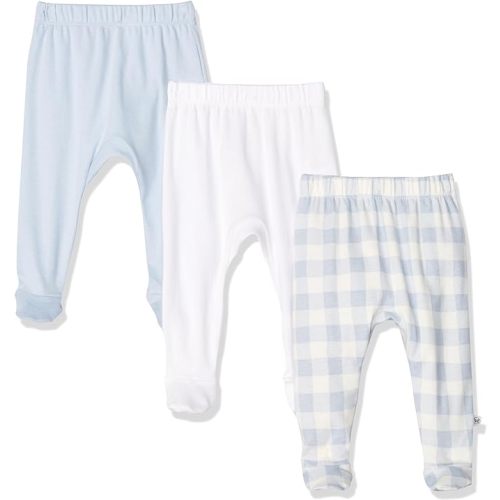 HonestBaby Baby 3-Pack Footed Pants Roomy Fit Pull on Bottoms 100% Organic Cotton for Infant Baby Boys, Girls, Unisex