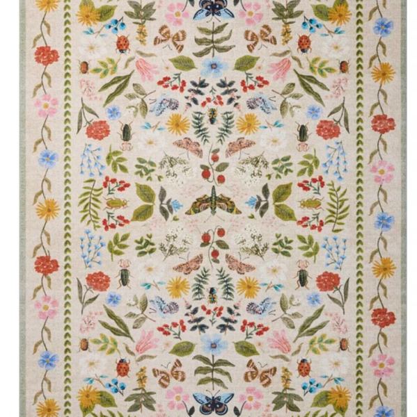 5’ x 7’6” Rifle Paper Co. x Loloi Canopy Cream Area Rug