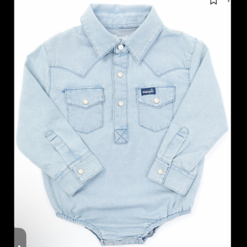 Wrangler Infant Boys' Long Sleeve Collared Onesie