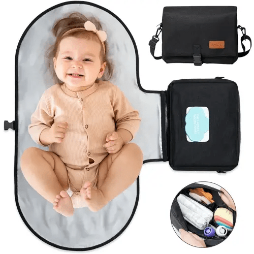 Momcozy 2-in-1 Diaper Changing Pad - Extra-Large Portable Diaper Pad 31.4x15.7 inch - Waterproof and Foldable for Newborns to Toddlers - Also Used As Adjustable Shoulder Bag with Wipes Pocket