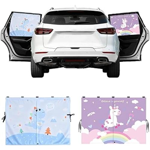 2 PCS Magnetic Car Window Shade for Baby,Easy Installation Side Window Sunshades, Universal Fit for Most Cars Friendly Automotive Interior with Cartoon Patterns -for Baby
