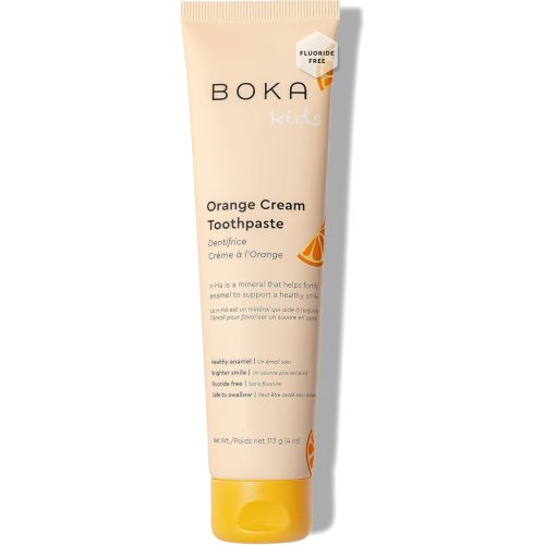 Boka Fluoride Free Toothpaste Nano Hydroxyapatite, Helps Remineralize, Appropriate for Sensitive Teeth, Whitening - for Adult, Kids Oral Care - Orange Cream Flavor, 4oz 1Pk - US Manufactured