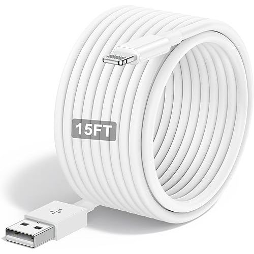 Extra Long iPhone Charger Cable 15 ft/5M,[Apple MFi Certified] USB to Lightning Cable15 ft, iPhone Fast Charging Cord for Apple iPhone 14/14pro/13/12/11/11Pro/11Max/ X/XS/XR/XS Max/8/7,iPad