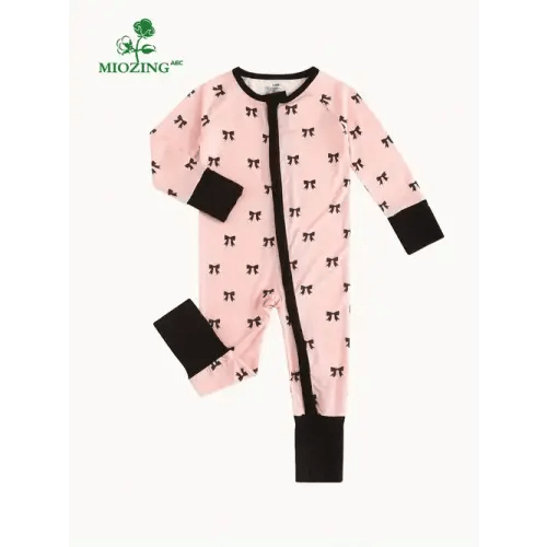 pink bowknot baby romper bamboo bamboo - Temu