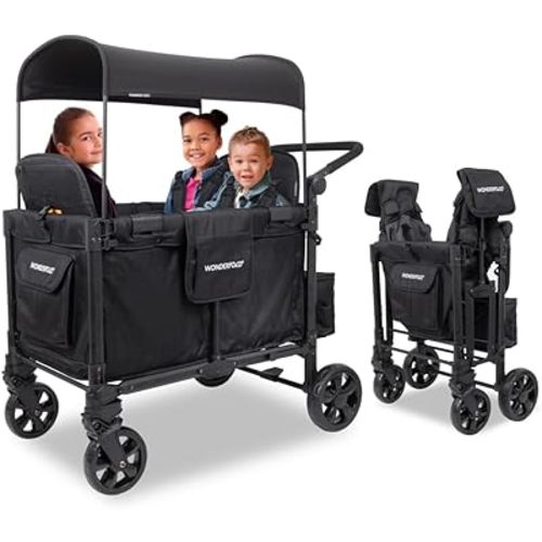 WONDERFOLD W4 Elite Pro Stroller Wagon (4 Seater) - Jet Black