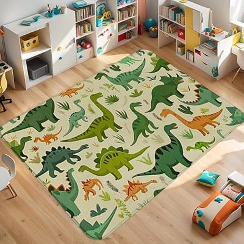 Dinosaur Area Rug - for Bedroom and Living Room Decor Soft Dino Rug - 80x60 inches