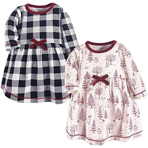 Touched by Nature Girls' One Size Organic Cotton Short Long-Sleeve Dresses
