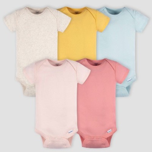 Gerber Baby 5pk Short Sleeve Onesies, Color: Blue | Pink, Size: Newborn