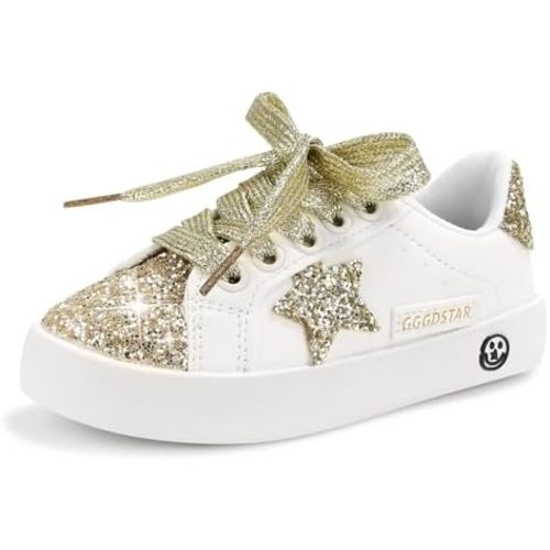 Girls Sneakers Glitter Tennis Shoes Lightweight Non-Slip Running Walking Shoes for Toddler/Little Kid/Big Kid