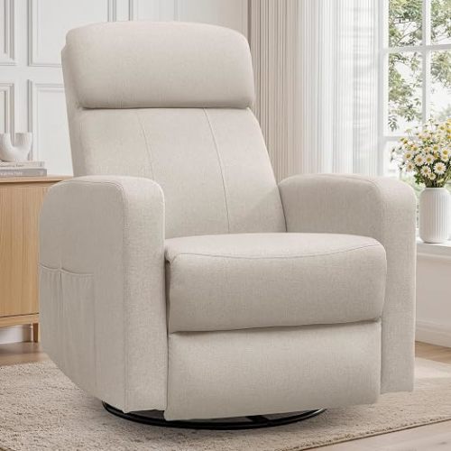 Korser Power Swivel Recliner Chairs for Adults, Electric Glider Rocking Chair Nursery, Glider Recliner Nursery Chair with Classified Side Pocket, Nursery Rocking Chairs with USB and Type-C Ports