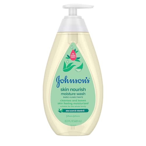Johnson's Skin Nourishing Moisture Baby Body Wash with Aloe Scent & Vitamin E, Hypoallergenic & Tear Free Bath Wash for The Whole Family, Paraben- & Sulfate-Free, 20.3 fl. oz
