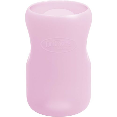 Dr. Brown's Options+ Wide-Neck Glass Bottle Sleeve, 100% Silicone, Pink, BPA-Free, 9 oz, 1-Pack
