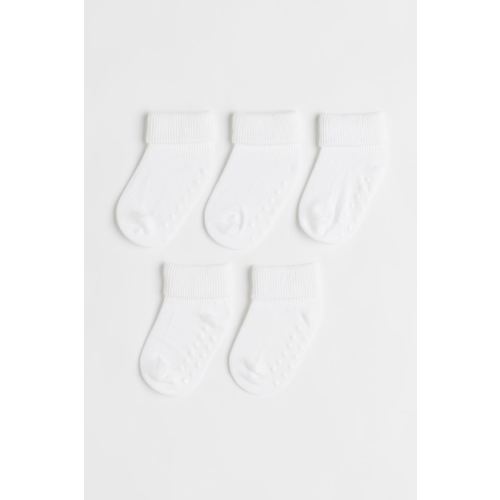 5-pack Non-slip Socks, White