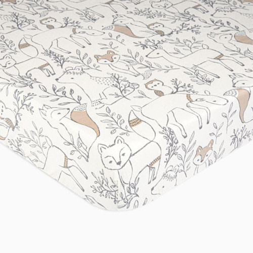 Cotton Sateen Crib Fitted Sheet - Ezra Woodland
