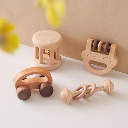 Wooden Baby Rattle Set