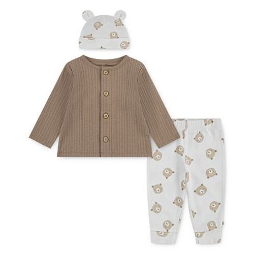 Newborn Baby Boys Huggies Babywear Bear Top Pants & Hat 3-Piece Set