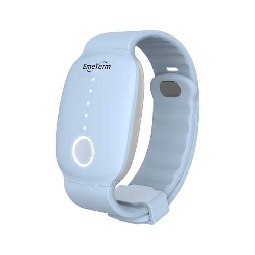 EmeTerm Fashion FDA-Cleared Relieve Nausea Electrode Stimulator Morning Sickness Motion Travel Sickness Vomit Relief Rechargeable No Gel Drug Free Wrist Bands Without Side Effects FSA/HSA Eligible