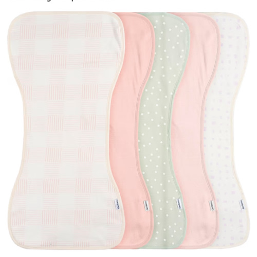 Gerber Baby Unisex Burp Cloths 5-Pack, Pink, Size 10.5" x 21"