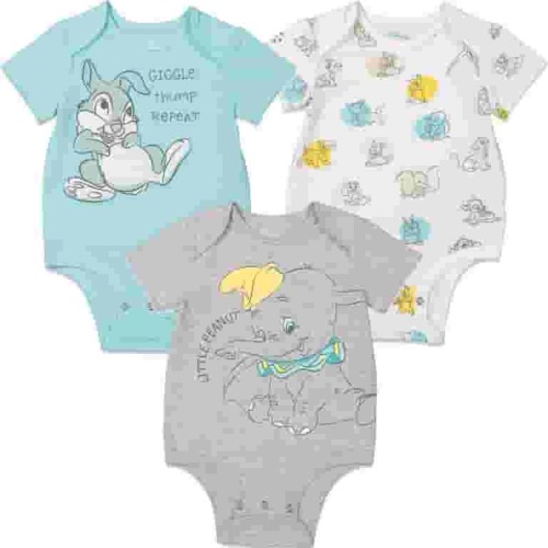 Disney Bambi Dumbo Thumper Infant Baby Boys 3 Pack Bodysuits Newborn to Infant