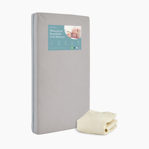 Waterproof Breathable Crib Mattress with Organic Pad - Grey