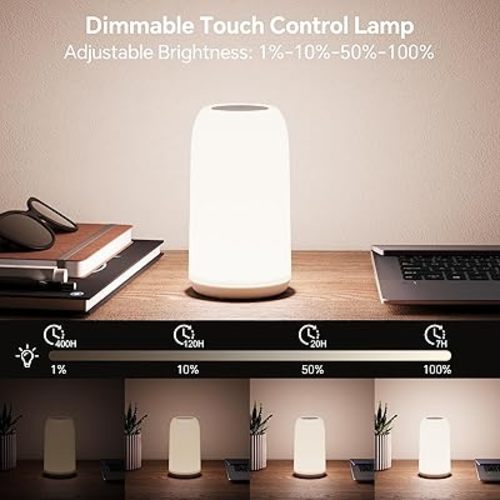 Cordless Table Lamps Rechargeable, Touch Lamp for Bedroom [Sleek Design & RGB Mode] 4-Level Brightness Small Bedside Lamp, LED Lamp Multi-Color Smart Nightstand Lamp for Living Room Home Gifts