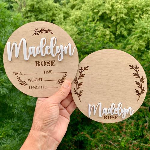 Personalized Baby Announcement Signs with Birth Stats and Footprint Custom Name Sign for Hospital Baby Birth Stats Gift for Newborn Baby