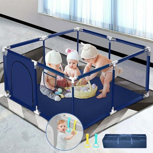 Baby Playpen, Outdoor Play Yard, Portable Play Yard 4-Panel- Baby Safety Playpen for Infant Toddler Blue