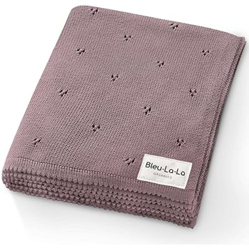 Organic Pointelle Receiving Swaddle Blanket for Girls - 100% Luxury Organic Soft Cotton Knit Warm Cozy Cuddle Stroller Crib Blanket for Newborns, Infants, & Toddlers (Sugar Plum)