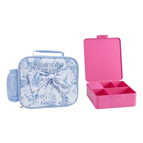 LoveShackFancy Blue Damask Floral Lunch & Bento Bundle, Set of 2