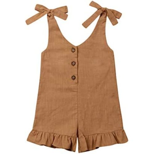 GOOCHEER Toddler Kids Baby Girl Summer Clothes Solid Strap Romper Bodysuit Jumpsuit Playsuit Overalls Outfit