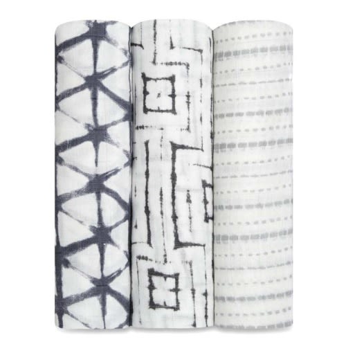 silky soft swaddle 3 pk - pebble shibori