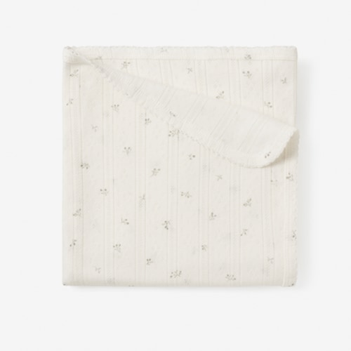 White Floral Organic Cotton Pointelle Baby Blanket – Elegant Baby