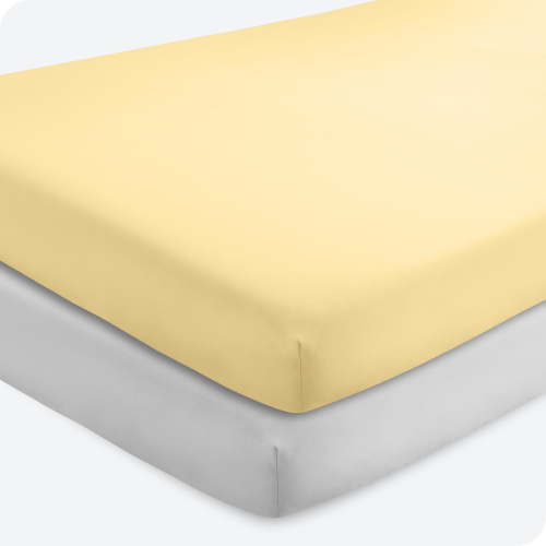 Bare Home 2-Pack Hypoallergenic Bed Bottom Fitted Sheets - 1800 Collection - Ultra Soft - Crib, Morning Sun/Cloud Grey