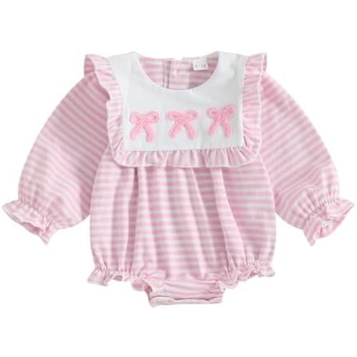 Infant Baby Girl Long Sleeve Bubble Romper Plaid Bowknot Bodysuit Jumpsuit Newborn Fall Winter Clothes
