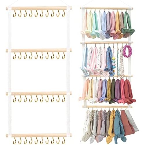 Headband Holder Head Bands Organizer for Girls, POVETIRE Baby Headbands Hair Accessories Organizer Storage Wall Hanging Decor for Nursery Toddler Girls Room