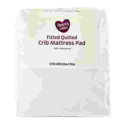 Parent's Choice Fitted Quilted Crib Mattress Pad, One Size, Solid White