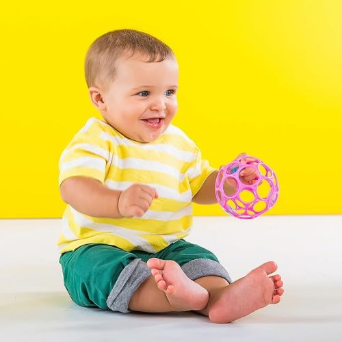 Bright Starts Oball Rattle Easy-Grasp Toy - Pink, Ages Newborn - 1 Count (Pack of 1)
