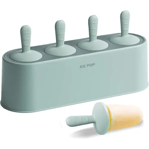 Popsicle Mold Set 4 Pieces Homemade Silicone Popsicle Maker Easy Release Ice Cream Molds Reusable DIY Pop Molds (Green)