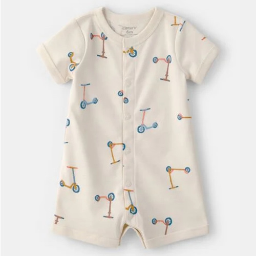Baby Boy Scooter Short-Sleeve Romper - Cream | Carter's