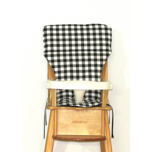 highchair replacement cushion, black and white checks, neutral nursery accessory