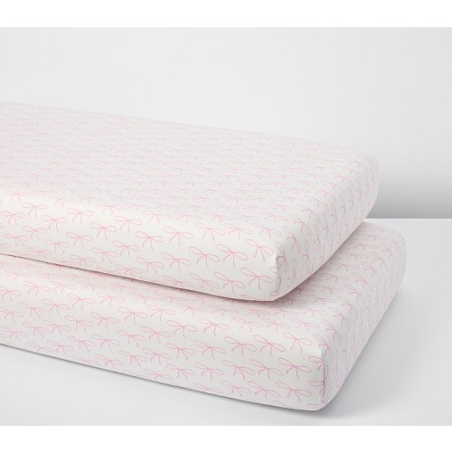 Bows Bamboo Viscose Crib Fitted Sheet