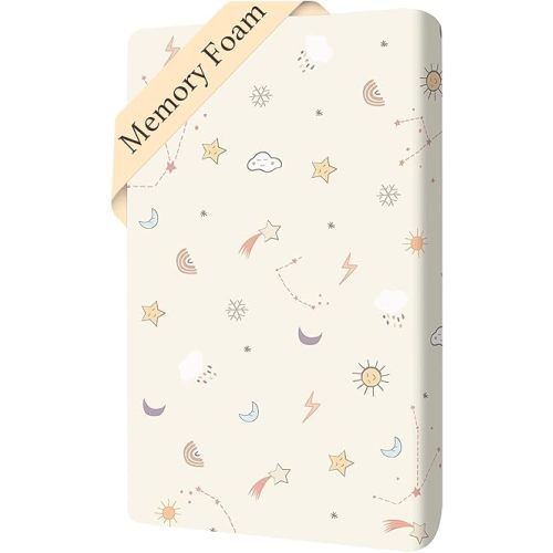 Aloe Cotton Dual Sided Pack and Play Mattress Pad,38x26 Pack N Play Mattress Topper, Breathable Memory Foam Playpen Mattresses, Pack N Play Mattresses for Baby Pack and Play w/Washable Cover