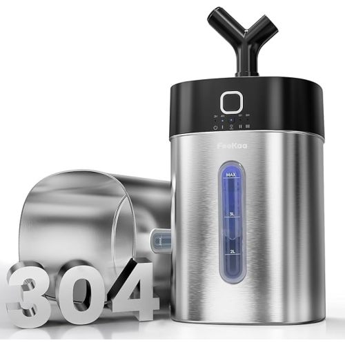 Feekaa Stainless Steel Humidifier, 3.8L/1Gal Cool Mist Humidifiers for Bedroom up to 500 sq ft, Easy Clean Dishwasher Safe Humidifiers for Baby, Humidifier Large Room Nursery Living Room Office, White