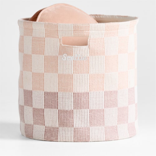 Personalized Hopscotch Elegant Pink and Classic Mauve Checkerboard Large Floor Storage Bin