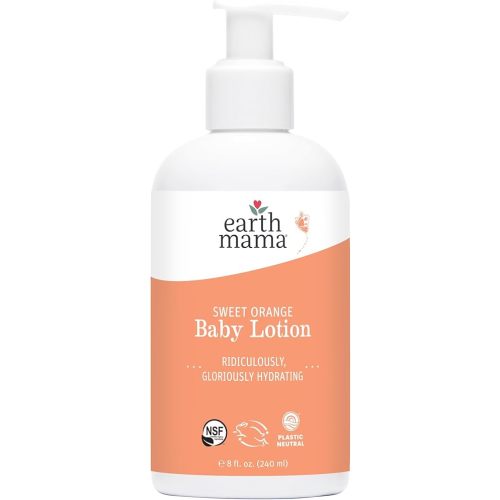 Earth Mama Sweet Orange Baby Lotion | Moisturizing Body Lotion for Dry Skin, Newborn Baby Lotion Sensitive Skin Care, Face Lotion for Babies & Kids with Shea Butter, Calendula & Aloe, 8 Fl Oz