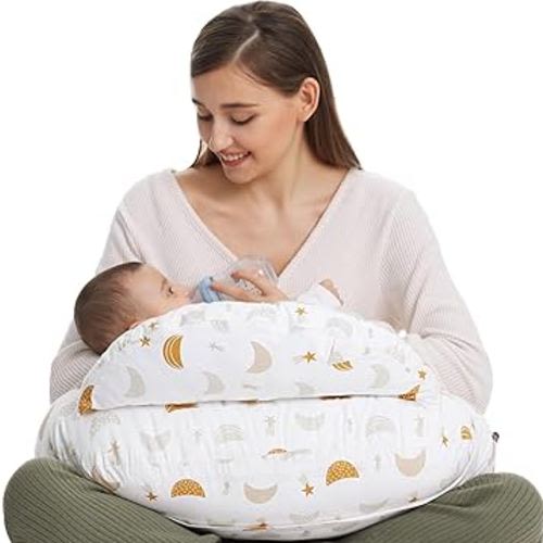 Momcozy Original Nursing Pillow and Positioner, Plus Size Breast Feeding Pillow for More Support for Mom and Baby Boy or Girl,Baby Essentials for Nursing or Bottle Feeding and Removable Cotton Cover