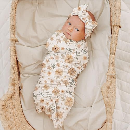 Konssy Baby Girl Newborn Receiving Blanket Baby Swaddle Set
