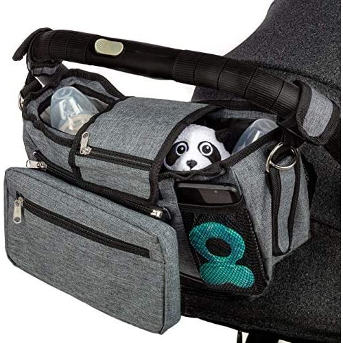 Deluxe Non Slip Baby Stroller Organizer Bag with Insulated Cup Holders, Versatile Stroller Accessory converting into Shoulder Bag, Universal Fit Including Uppababy Vista, BOB, Nuna, Baby Jogger