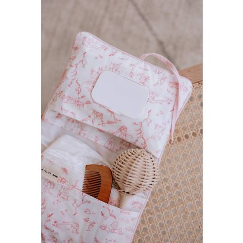 Pink Toile De Jouy Diaper Clutch, Diaper Bag, Organizing Pouch, Diaper Bag Organizer, Nappy Wallet, Baby Shower Gift, Wet Wipes Bag