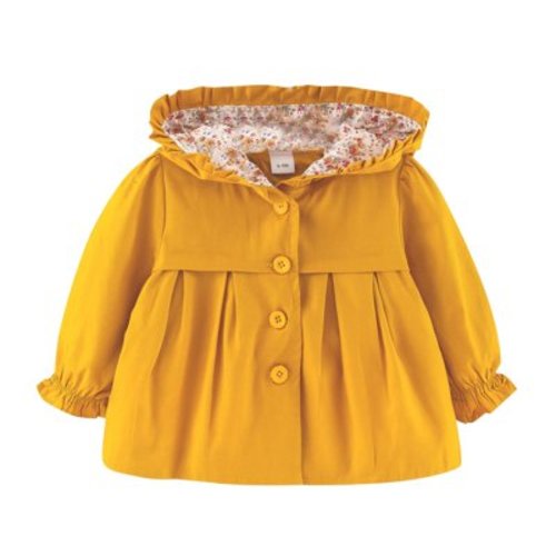 Lenpel Baby Girls' Hoodies Infant Lightweight Long Sleeve Button down Cute Ruffle Trench Coat Spring Fall Jacket